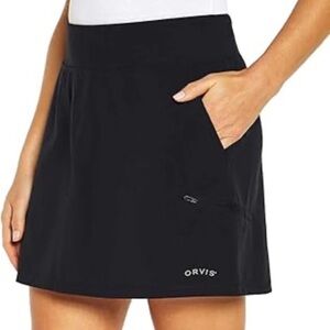 Orvis Skort Skirt XL Black Pockets Activewear Golf Tennis Hiking Pickleball